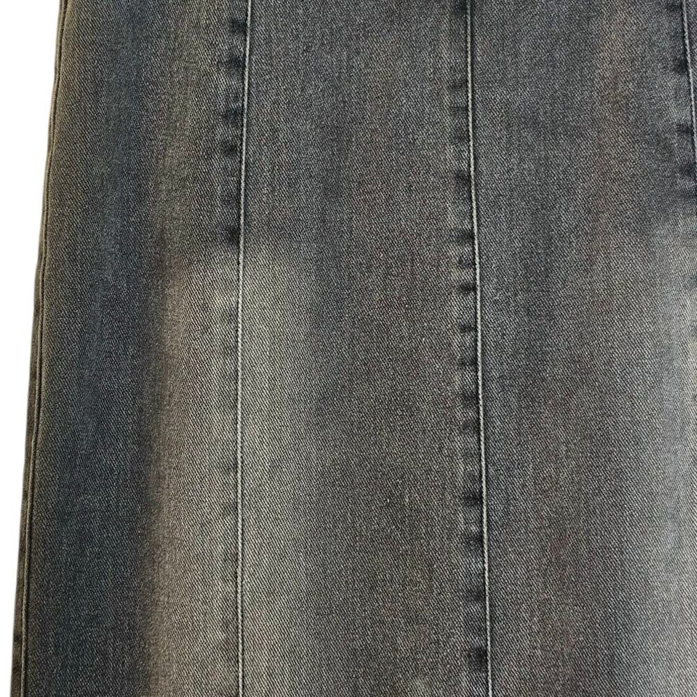 Vintage Y2K Black Faded Denim Jean Mermaid Flared Long Maxi Skirt - Picture 4 of 8